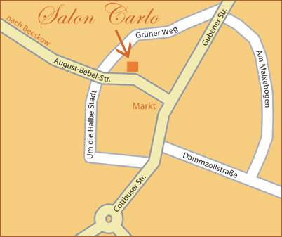 Standortskizze von Salon Carlo im Stadtzentrum Peitz
